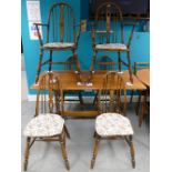 Elm Hoop Back farmhouse chairs including carvers: together with later table(7)