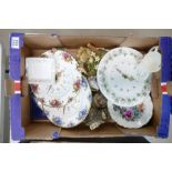 A mixed collection of items to include: Royal Albert Old Country Rose and Moonlight Rose wall