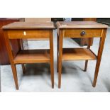 Mahogany Inlaid Bed side cabinets: single drawer,