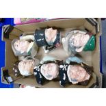A collection of Royal Doulton large character jugs to include : Sam Johnson, Long John Silver D5335,