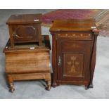 Walnut Commode & small inlaid pot cupboard: together with small similar item(3)