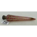Victorian scent bottle: Long 19th century glass scent bottle, 19cm long.