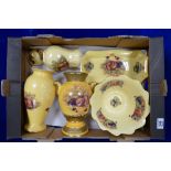 Aynsley Orchard gold collection: Aynsley Orchard Gold items including two handled gilded vases,