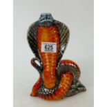 Anita Harris The Venomous Cobra snake: figure ready to strike and gold signed by Anita Harris