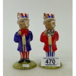 Royal Doulton Bunnykins Uncle Sam (silver bow) DB175: together with Uncle Sam Db50 (2)