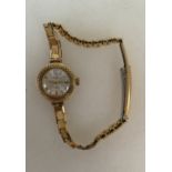 Ladies 9ct gold Talis wristwatch with rolled gold bracelet: