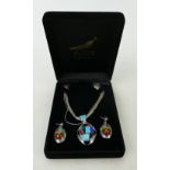 A collection of Southwestern enamelled and silver ladies jewellery: Silver & enameled necklace,