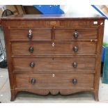 Georgian Inlaid Chest of 2 over 3 drawers: hidden drawers noted together with some veneer loss,