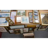 A very large collection of framed Art Work: with nautical,