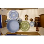 A mixed collection of items to include: A large Wedgwood Jasperware fruit bowl,