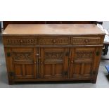 Oak Priory style SideBoard: 3 drawer, 3 door,