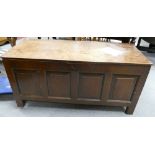 18th Century 3 panel oak coffer: 135 x 58 x 62cm height