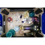 A collection of Art Glass items to include: Swarovski crystal miniatures, Caithness paperweights,