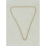 9ct gold rope chain: Rope twist ladies 9ct gold neck chain, 46cm long. 4.3g.