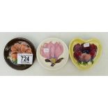 Moorcroft small dishes: Moorcroft small dishes decorated in the Hibiscus,