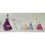 A collection of Coalport & Royal Doulton Lady figures: to include Coalport Thinking of You similar