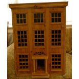 Large late 20th century Pine dolls house: 64 width,