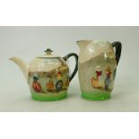 Royal Doulton Dutch series ware items: Royal Doulton series ware teapot and water jug decorated in