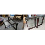 Modern Glass Tables: Modern dark wood glass topped coffee table,
