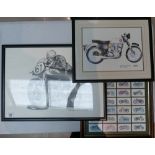 John Hancox 86' Print titled Ray Amm: 1953 Norton motorcycle together with National Motor Museum
