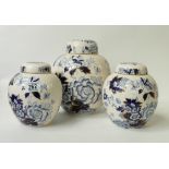 Masons Ginger Jars: set of 3 (smallest with cracked lid)(3)