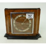 Art Deco style Walnut cased H Pidduck & Sons mantle clock: height 18cm