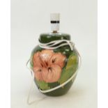 Moorcroft Hibiscus on Green Ground lamp