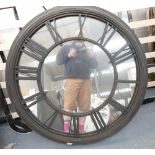 Painted Iron Mirror Backed 90cm Wall Clock: (please refer to conditions on lot 599)