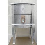 Silver Effect 2 Drawer Bedside Cabinet: 75 x40cm wide ( please refer to conditions on lot 599)