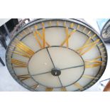 Ex Large Skeleton Black And Gold Painted Iron Wall Clock one with glass: diameter 123cm(2) (