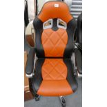 Black & Orange Car themed office Chair: (please refer to conditions on lot 599)