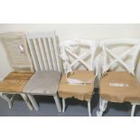 Two White Painted Wooden Chairs & 2 similar items (4): (please refer to conditions on lot 599)