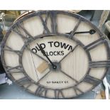 Black Iron Framed Round Old Town Wall Clock: diameter 100cm ( please refer to conditions on lot 599)