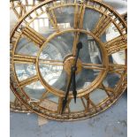 Vintage Large Round Gold Painted Rustic Metal Skeleton Wall Clock: diameter 80cm ( please refer to