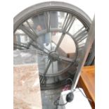 Large Wood & Wrought Iron Mirror Backed Wall Clock: diameter 90cm (please refer to conditions on lot