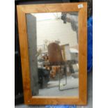 Solid Light Oak Over Mantle Wall Mirror Rectangular: 91 x 58cm (please refer to conditions on lot