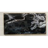 Marble Effect Grey And Gold Glass Image Wall Art With Rectangular Wooden Frame: 180 x 90cm (please