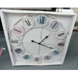 Large Painted White Kitchen Wall Clock: (please refer to conditions on lot 599)