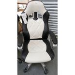 White & Black Car themed Office Chair: (please refer to conditions on lot 599)