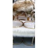 Heavy White Shag Faux Sheepskin Bench with Metal Frames with similar throw (3): (please refer to