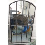 Arched Window Effect Curved Top Antiqued Glass Metal Wall Mirror: height 127 x 91m (please refer