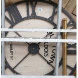 Black Iron Framed Round Old Town Wall Clock: diameter 100cm ( please refer to conditions on lot 599)