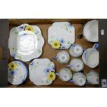 Grafton hand decorated floral tea set: decorated in light blues and yellows