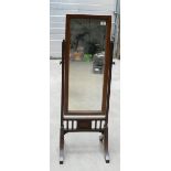 Edwardian Mahogany Small Free Standing Mirror 123 h x 45 width: