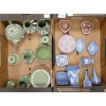 A large collection of Wedgwood multicoloured Jasperware items to include: Sage Green Teapot,