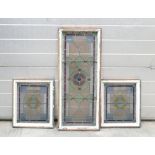 Early Leaded Glass Pine Framed Windows: Largest 123 x 51cm