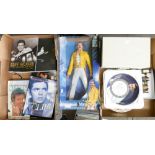 A Freddie Mercury boxed doll: Freddie mercury wall plates and a collection of hardback books on