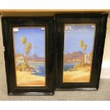 R Rappini pair of oriental watercolours: