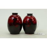 Royal Doulton flambe pair miniature vase