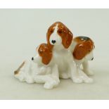 Royal Worcester miniature model of three foxhound puppies: Royal Worcester black mark 3132,